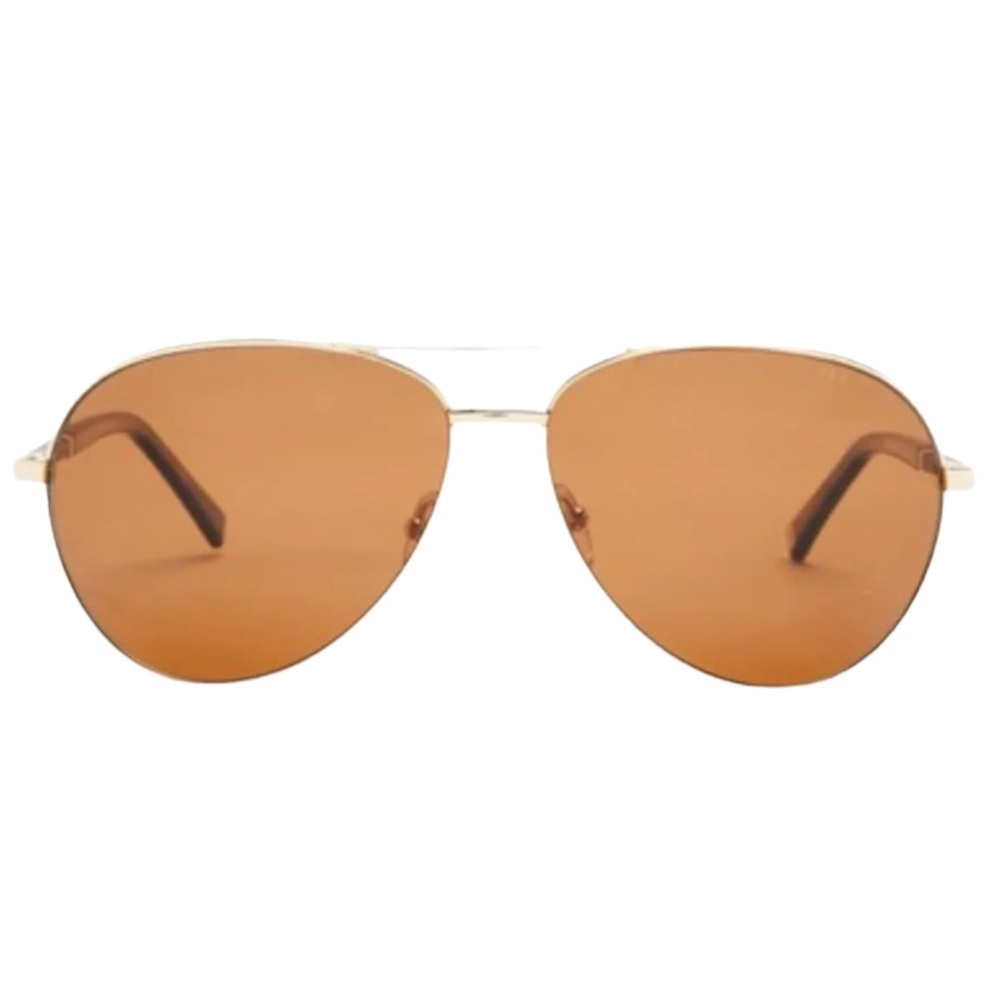 $140 Ted Baker Aviator Sunglasses Gold Frame Brown Lens w Case 62-13-140 mm